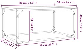 Τραπεζάκι Σαλονιού Καφέ Δρυς 80x50x40 εκ. Επεξεργασμ. Ξύλο - Καφέ