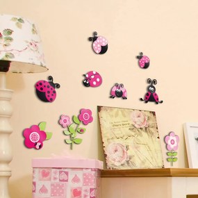 Pink Ladybugs αυτοκόλλητα 3 επιπέδων M - 14506 - 14506