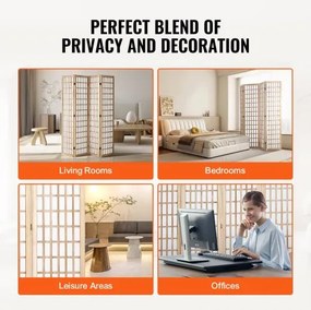 VEVOR Room Divider Japanese Wall Divider 4 Pane for Room Separation (Natural)