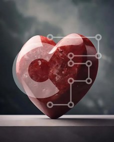 Intra Συλλεκτικό Ξύλινο Παζλ Plywood 4mm - Κόκκινη πέτρα σε σχήμα καρδιάς σε υπερυψωμένη πλατφόρμα Σε Ξύλινο Κουτί - Διαστάσεις: 10x10 cm – 25 κομμάτια