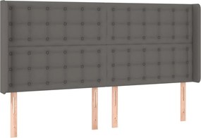 vidaXL Κρεβάτι Boxspring με Στρώμα &amp; LED Γκρι 160x200 εκ. Συνθ. Δέρμα
