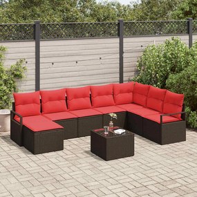 vidaXL Σετ Καναπέ με μαξιλάρι 9 pcs Καφέ συνθετικό ρατάν