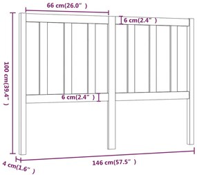 vidaXL Κεφαλάρι Κρεβατιού Γκρι 146 x 4 x 100 εκ. από Μασίφ Ξύλο Πεύκου