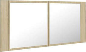 vidaXL Ντουλάπι Μπάνιου με Καθρέφτη &amp; LED Sonoma Δρυς Ακρυλικός