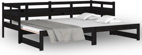 vidaXL Καναπές Κρεβάτι Συρόμενος Μαύρος 2x(80x200) εκ. από Μασίφ Πεύκο