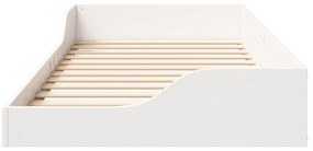 vidaXL Κρεβάτι δαπέδου Λευκό 90 x 200 cm Συμπαγές ξύλο πεύκου