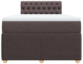 vidaXL Κρεβάτι Boxspring με Στρώμα Σκούρο Καφέ 120x200 εκ. Υφασμάτινο