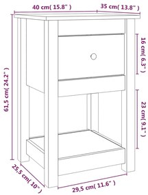 ΚΟΜΟΔΙΝΟ ΓΚΡΙ 40 X 35 X 61,5 ΕΚ. ΑΠΟ ΜΑΣΙΦ ΞΥΛΟ ΠΕΥΚΟΥ 821733