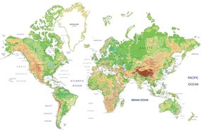 Εικόνα κλασικού παγκόσμιου χάρτη με λευκό φόντο - 120x80