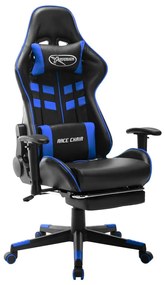 Καρέκλα Gaming με Υποπόδιο Μαύρο / Μπλε από Συνθετικό Δέρμα - Πολύχρωμο