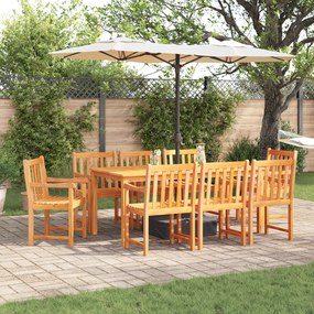 vidaXL Σετ Τραπέζι Φαγητού 9 pcs Φυσικό ξύλο 180 x 90 x 75 cm