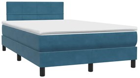 vidaXL Κρεβάτι Boxspring με Στρώμα Σκούρο Μπλε 120x210 εκ. Βελούδινο