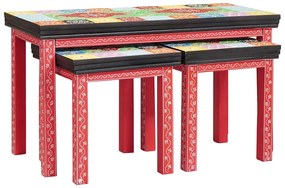 vidaXL End Table 2 pcs Πολύχρωμο Στερεό Ξύλο Μάνγκο και Μηχανικά Ξύλα