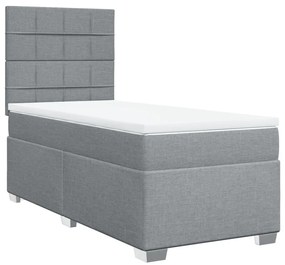 Κρεβάτι Boxspring με Στρώμα Ανοιχτό Γκρι 80x200 εκ. Υφασμάτινο - Γκρι