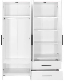 Ντουλάπα ρούχων Dynamic τετράφυλλη με συρτάρια χρώμα λευκό 137x52x187εκ 137x52x187 εκ.