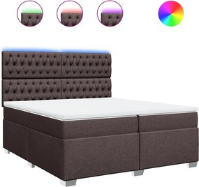vidaXL Κρεβάτι Boxspring με Στρώμα Σκούρο Καφέ 200x200 εκ. Υφασμάτινο