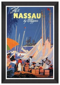 Κάδρο Caribbean Travels - Fly To Nassau FA13195 60X90 MindTheGap Κάθετοι Ξύλο