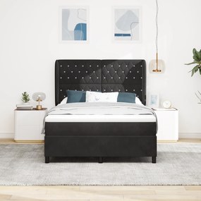 vidaXL Κρεβάτι Box Spring με Στρώμα Μαύρο 160x200 cm Βελούδο