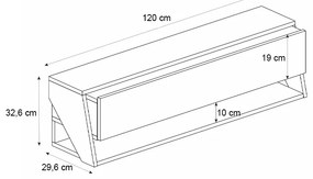 Έπιπλο τηλεόρασης επιτοίχιο Litos Megapap χρώμα sapphire oak - ανθρακί 120x29,6x32,6εκ.