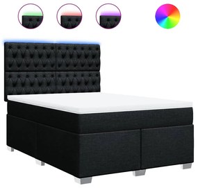 vidaXL Κρεβάτι Boxspring με Στρώμα Μαύρο 140x200 εκ. Υφασμάτινο