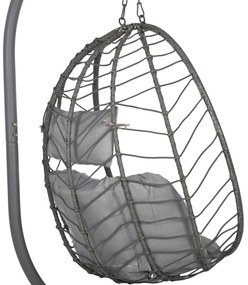 ΚΡΕΜΑΣΤΗ ΠΟΛΥΘΡΟΝΑ ΦΩΛΙΑ MILLIE  ΜΕΤΑΛΛΟ-ΣΥΝΘ.RATTAN ΓΚΡΙ 90x75x190Υεκ.