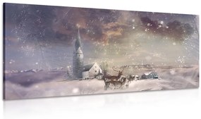 Εικόνα ελαφιών σε χιονισμένο χωριό - 100x50
