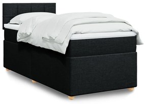 vidaXL Κρεβάτι Boxspring με Στρώμα Μαύρο 100 x 200 εκ. Υφασμάτινο