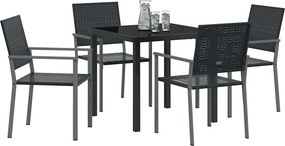 vidaXL Σέτ φαγητού για κήπο 5 pcs Μαύρο Ράτα PE