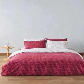 Παπλωματοθήκη Dodici 05 (Σετ 3τμχ) Bordo-White Kentia Υπέρδιπλo 225x245cm 100% Βαμβάκι
