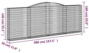 vidaXL Συρματοκιβώτια Τοξωτά 25 τεμ. 400x30x140/160 εκ. Γαλβαν. Ατσάλι