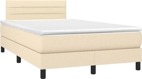 vidaXL Κρεβάτι Boxspring με Στρώμα Κρεμ 120x200 εκ. Υφασμάτινο