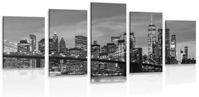 Μαγευτική γέφυρα στο Μπρούκλιν με 5 μέρη εικόνα σε ασπρόμαυρο - 100x50