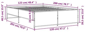 Πλαίσιο Κρεβατιού Καφέ Δρυς 120x200 εκ. Επεξ. Ξύλο &amp; Μέταλλο - Καφέ