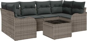 vidaXL Σετ Καναπέ Κήπου 7 pcs Γκρι Πολυεστέρας, Ρατάν και Γυαλί