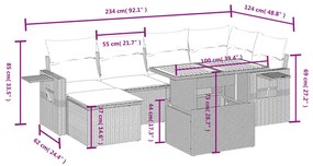 vidaXL Καναπές Σετ 7 Τεμαχίων Μαύρο Συνθετικό Ρατάν με Μαξιλάρια