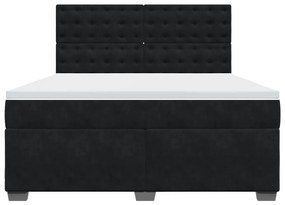 vidaXL Κρεβάτι Boxspring με Στρώμα Μαύρο 180x200 εκ. Βελούδινο