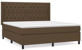 Κρεβάτι Boxspring με Στρώμα Σκούρο Καφέ 160x200 εκ Υφασμάτινο - Καφέ