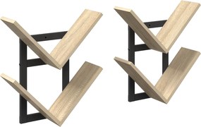 vidaXL Ράφι Τοίχου 2 pcs Sonoma Δρυς 43 x 15 x 47 εκ