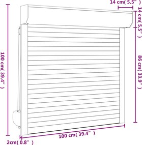 vidaXL Ρολό εισόδου Ανθρακί 100 x 100 cm Αλουμίνιο και Πολυουρεθάνη