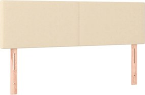 vidaXL Κρεβάτι Boxspring με Στρώμα &amp; LED Κρεμ 140x190 εκ. Υφασμάτινο