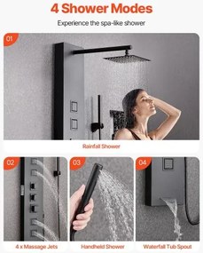 VEVOR Shower Panel Tower System Stainless Steel Column Rainfall Head Massage Jet