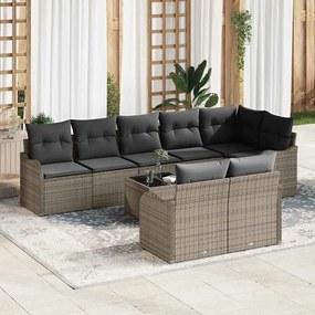vidaXL Σετ Καναπέ Κήπου με μαξιλάρι 9 pcs Γκρι Πολυ ράταν