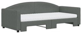 vidaXL Καναπές Κρεβάτι Συρόμενος Σκούρο γκρι 90x190 εκ Ύφασμα Στρώματα