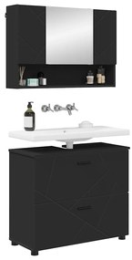 vidaXL Σετ Επίπλων Μπάνιου με συρτάρι 2 pcs Μαύρο 76,5 x 35 x 64 εκ