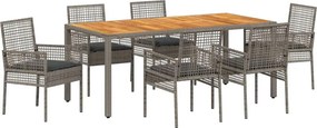vidaXL Σέτ φαγητού για κήπο 7 pcs Γκρι συνθετικό ρατάν