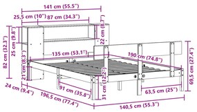 ΚΡΕΒΑΤΙ ΒΙΒΛΙΟΘΗΚΗ ΧΩΡΙΣ ΣΤΡΩΜΑ ΛΕΥΚΟ 135X190 ΕΚ ΜΑΣΙΦ ΠΕΥΚΟ 3321769