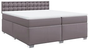 vidaXL Κρεβάτι Boxspring με Στρώμα Γκρι 200x200 εκ. Συνθετικό Δέρμα