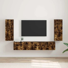 vidaXL Ντουλάπι Τηλεόρασης Τοίχου 2 pcs Καπνιστό Δρύς