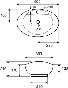 Karag LT 3073 - Επιτραπέζιος νιπτήρας 59x39