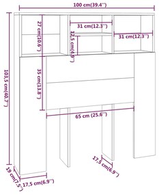 vidaXL Κεφαλάρι Με Αποθηκευτικό Χώρο Καφέ Δρυς 100x19x103,5 εκ.